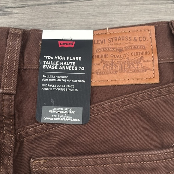 Levi’s | 70'S Movin’ on high rise flare jeans in brown size 27W32L - Picture 14 of 16